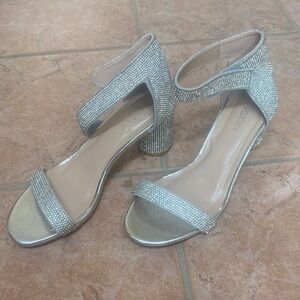 Rhinestone silver wedding party heels